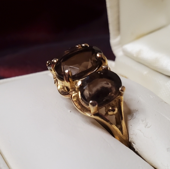 SETA Gold Tone Sterling Silver Ring w/Stones - Picture 3 of 10